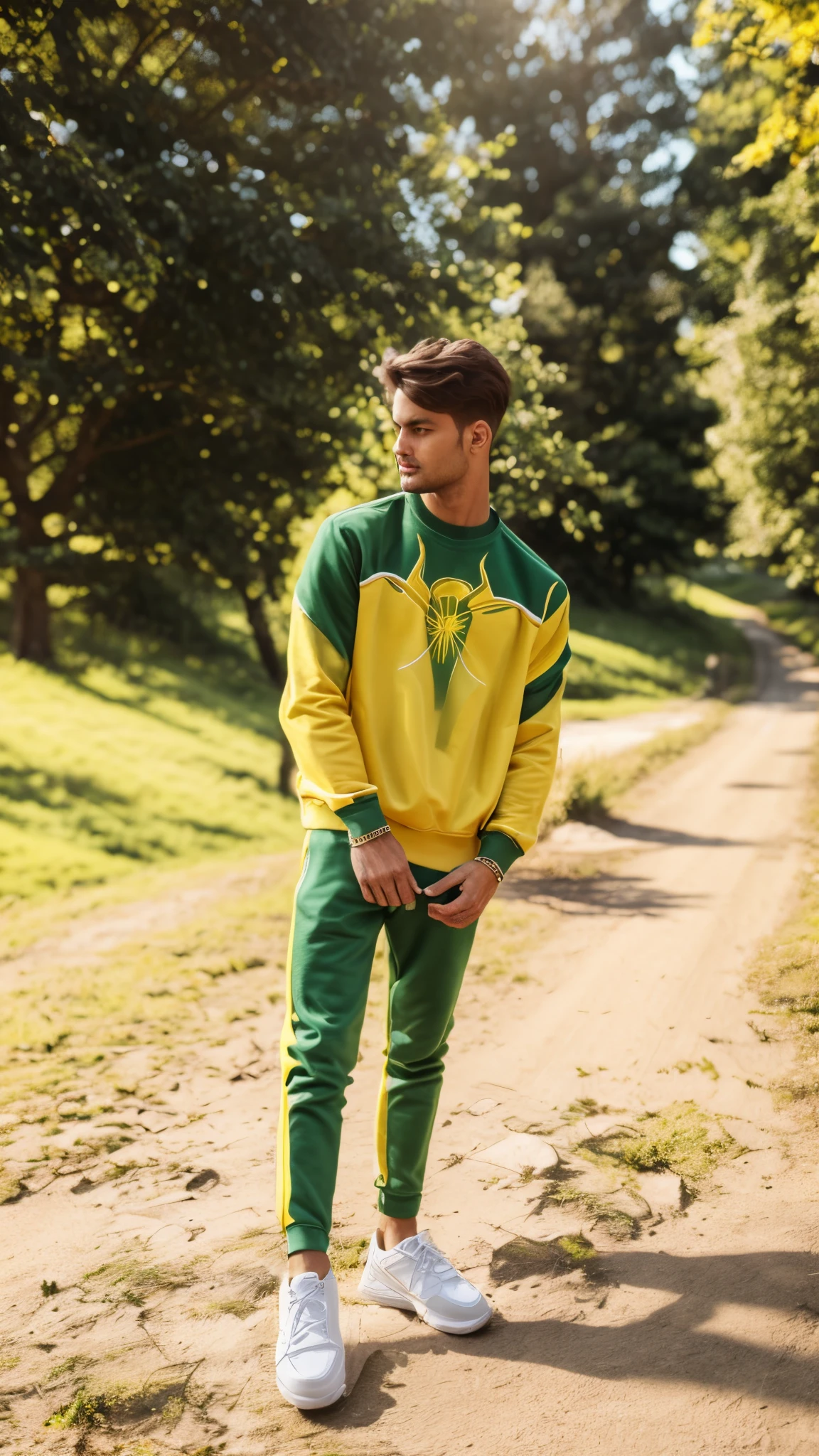 Green and yellow mixed colour sweatshirt