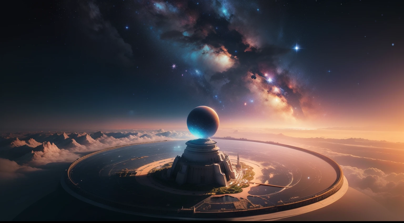 Build a realistic 3D concept that covers the essence of this sentence "Astronomy is the scientific study of celestial bodies, Twinkling stars in the night sky々from a、To the vast galaxy that fills the universe. It&#39;s a quest to understand the greatness of the universe, its origin, and our place in it."