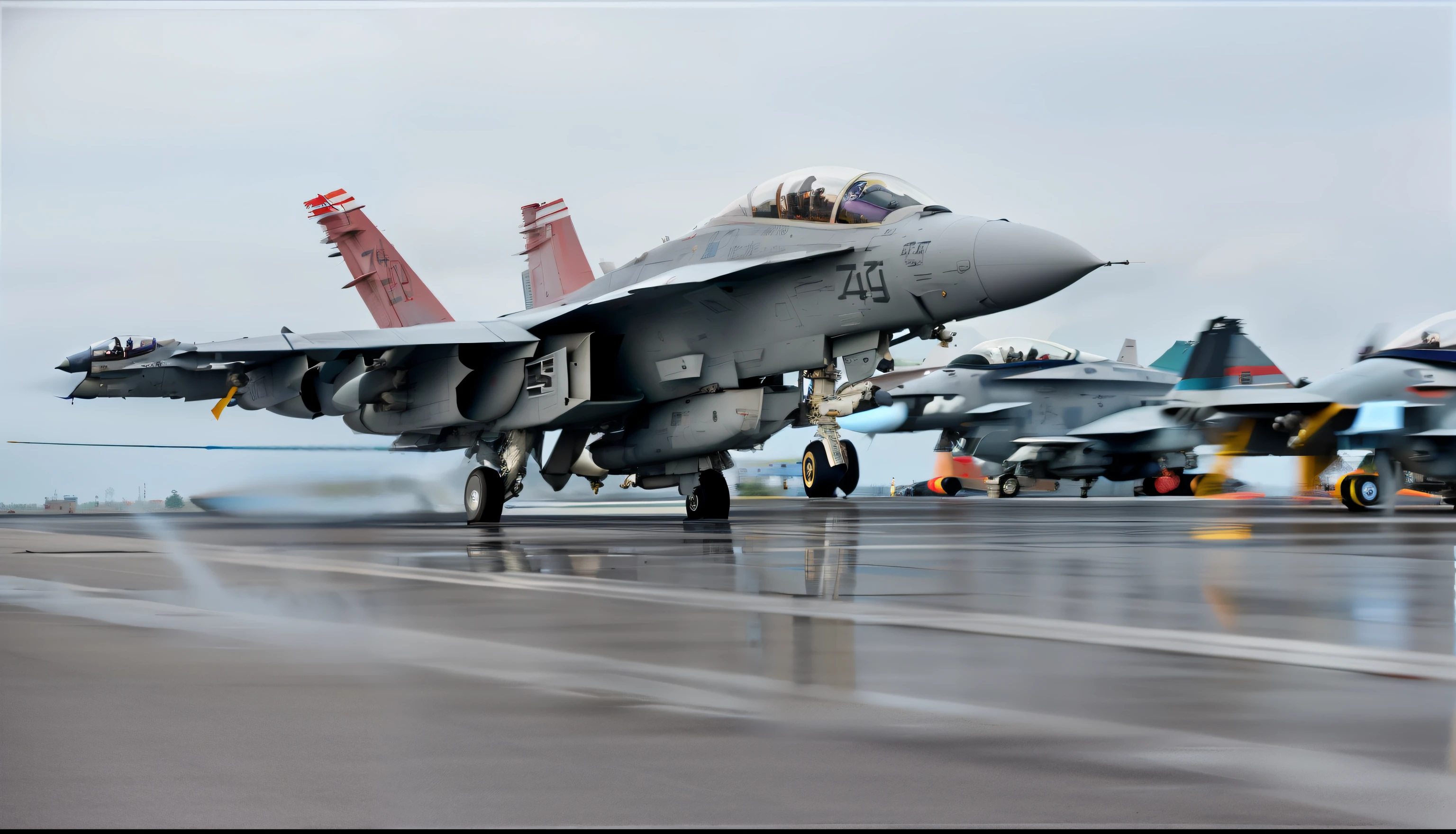 Two jet planes are parked on the runway., FA-18 Hornet, On an aircraft carrier, Tomcat Raptor Hornet Falcon, USS Nimitz, profile image, profile photo, aircraft, F 1 8, f18, Aircraft carrier scene, aircraft carrier, Since 1 8 Hornet replica, Dan Scott, by Robert Jacobsen, Fighters