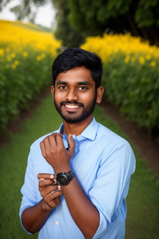 there a man that standing in a field with a toothbrush, jayison devadas, portait photo profile picture, jayison devadas style, portait image, candid picture, ayan nag, inspired by Bikash Bhattacharjee, taken with canon 8 0 d, with a beautifull smile, very accurate photo, photo taken with nikon d 7 5 0