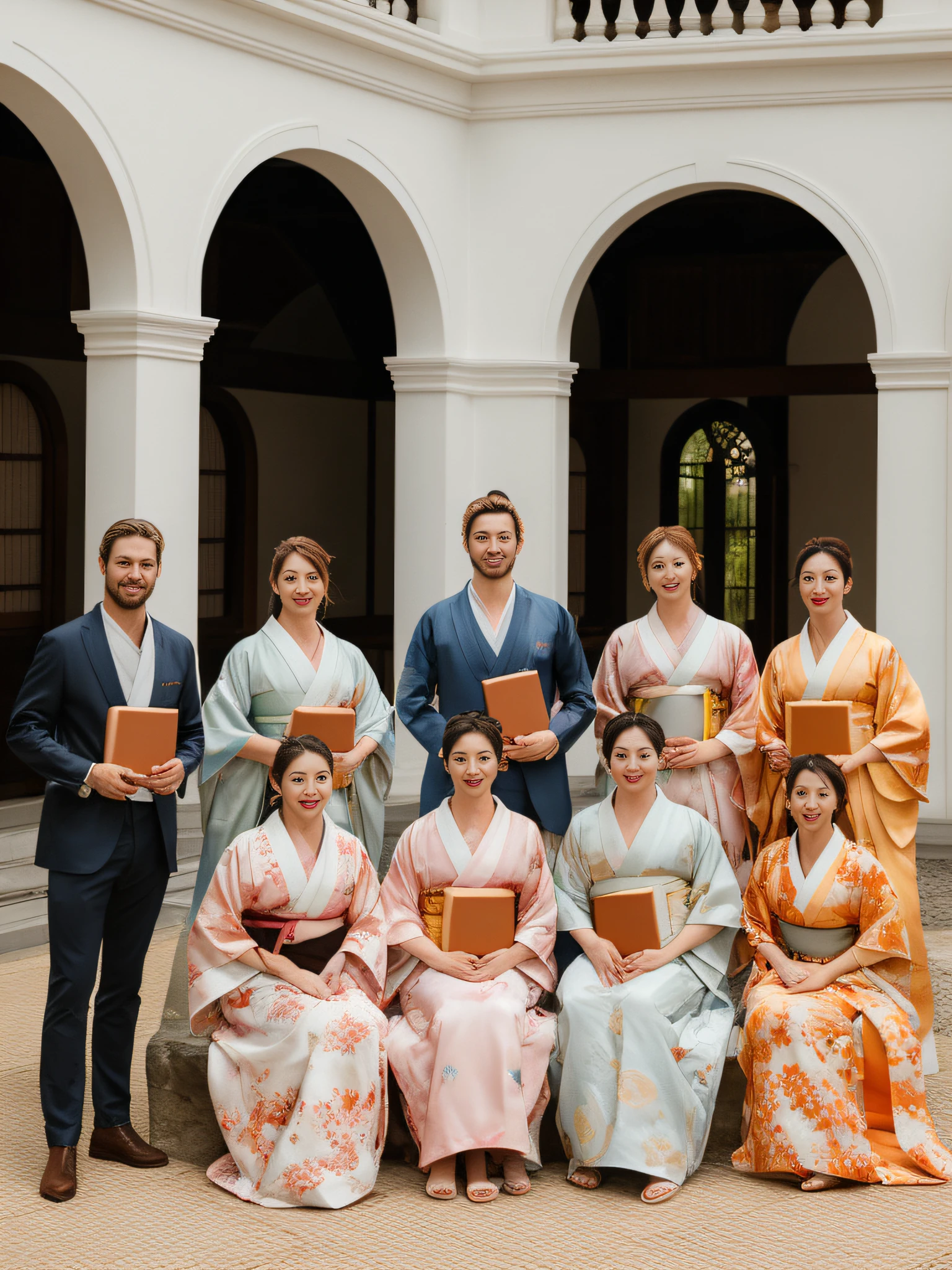 There was a group of people in kimonos posing for photos, promotional shot, Inspired by Luye Shangquan Temple, 2 0 1 9, 2019, october, wearing royal kimono, 2 0 1 8, 2018, Brocade robe, promotional images, 2017, author：Deere Damello