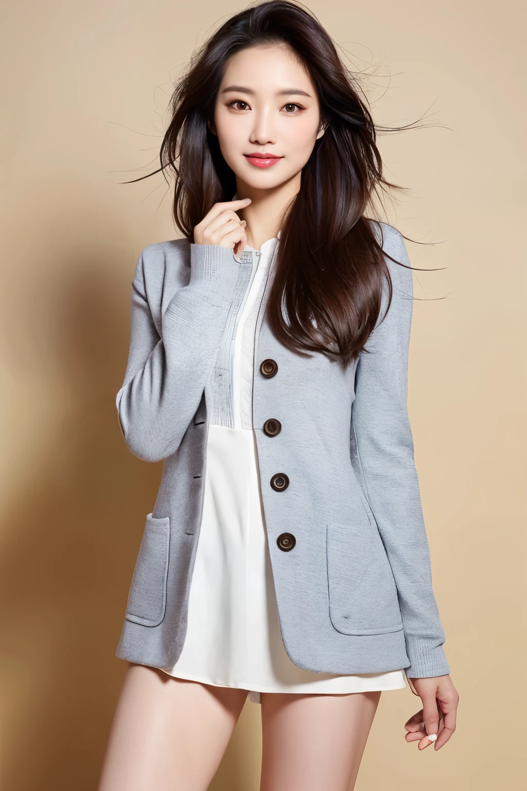 ((Best quality at best)), ((tmasterpiece)), (Detailed pubic hair), s the perfect face，middle-aged，Intellectual beauty，with a well-proportioned body，Confident and elegant，often worn，Full body photo，true