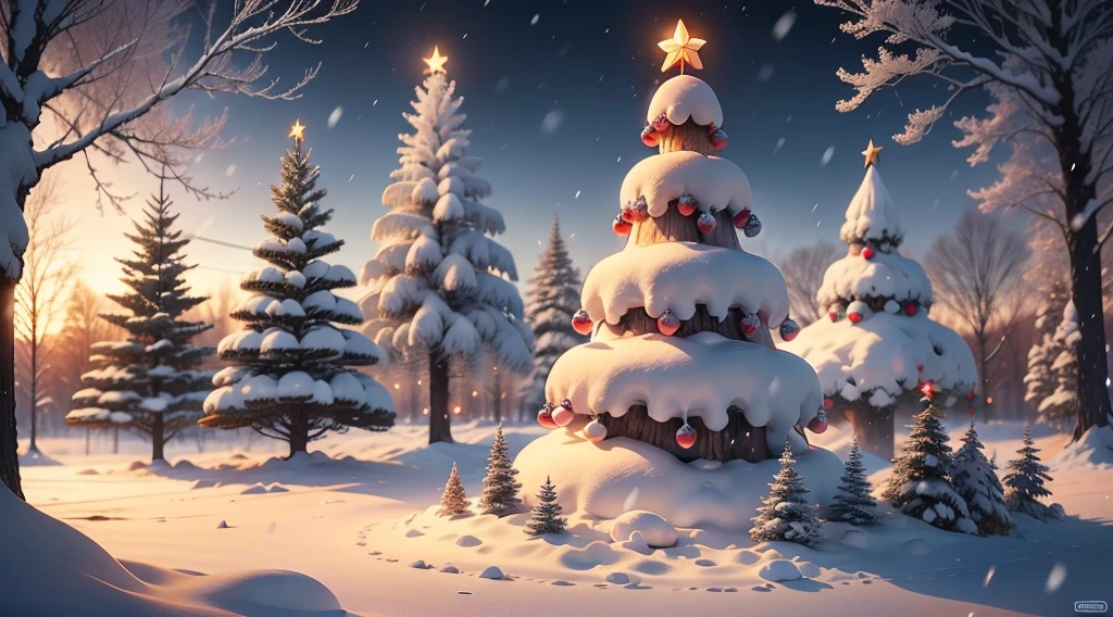 deep in the christmas forest、Fairy tale、Confectionery tree、sweets snow、Snow piles up、It's snowing、Silence、snowscape、kirakira、natta