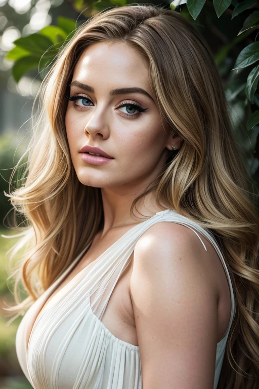 (best quality,4k,8k,highres,masterpiece:1.2),ultra-detailed,(realistic,photorealistic,photo-realistic:1.37),portrait,beautiful detailed eyes,beautiful detailed lips,extremely detailed face,long eyelashes,shoulder-length wavy hair,curly hair,dusky complexion,natural look,stylish outfit,confident expression,Adele looking at the camera with full body,standing in a vibrant garden surrounded by colorful flowers and lush greenery,soft sunlight casting a warm glow on her,pleasant and serene atmosphere,meticulously painted oil canvas,subtle brushstrokes,impeccable attention to lighting and shadowing,rich and vibrant colors,enhanced depth and dimension through studio lighting techniques,delicate fabric textures in her dress,subtly reflecting the soft breeze,striking contrast between Adele's focused gaze and the lively surroundings,creating a sense of connection and harmony between the subject and the environment. '(best quality,4k,8k,highres,masterpiece:1.2),portrait,full-body portrait,beautiful detailed eyes,beautiful detailed lips, singer,stage performance,microphone,concert,vibrant colors,stage lighting,mic stand,focus on Adele,emotional expression,dynamic pose,engaging with the audience,dramatic atmosphere,flowing dress,golden spotlight,professional,mesmerizing performance'A Adele cantora ,linda corpo inteiro , LIGHT BLONDE HAIR Captivating appearance,olhos verdes,Smiling lips,olhar apaixonado,terno sedutor de mulher corpo inteiro,modelo de passarela,1.8m de altura,cabelo amarrado ,com traje futurista BRANCO BRILHO ,