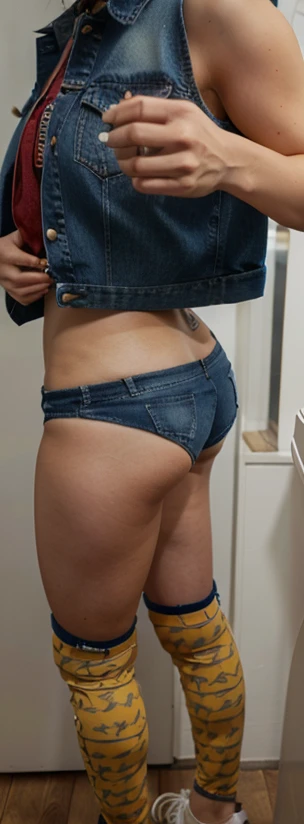 Blue denim short shorts