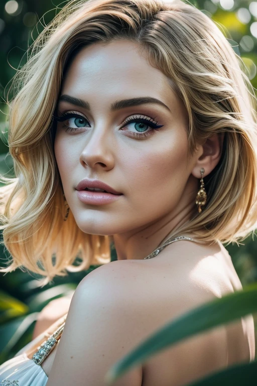 (best quality,4k,8k,highres,masterpiece:1.2),ultra-detailed,(realistic,photorealistic,photo-realistic:1.37),portrait,beautiful detailed eyes,beautiful detailed lips,extremely detailed face,long eyelashes,shoulder-length wavy hair,curly hair,dusky complexion,natural look,stylish outfit,confident expression,Adele looking at the camera with full body,standing on a beach surrounded by lush greenery,soft sunlight casting a warm glow on her,pleasant and serene atmosphere,meticulously painted oil canvas,subtle brushstrokes,impeccable attention to lighting and shadowing,rich and vibrant colors,enhanced depth and dimension through studio lighting techniques,delicate fabric textures in her dress,subtly reflecting the soft breeze,striking contrast between Adele's focused gaze and the lively surroundings,creating a sense of connection and harmony between the subject and the environment. '(best quality,4k,8k,highres,masterpiece:1.2),portrait,full-body portrait,beautiful detailed eyes,beautiful detailed lips, singer,stage performance,microphone,concert,vibrant colors,stage lighting,mic stand,focus on Adele,emotional expression,dynamic pose,engaging with the audience,dramatic atmosphere,flowing dress,golden spotlight,professional,mesmerizing performance'A Adele cantora ,linda corpo inteiro , LIGHT BLONDE HAIR Captivating appearance,olhos verdes,Smiling lips,olhar apaixonado,terno sedutor de mulher corpo inteiro,modelo de passarela,1.8m de altura,cabelo amarrado ,com traje futurista BRANCO BRILHO ,