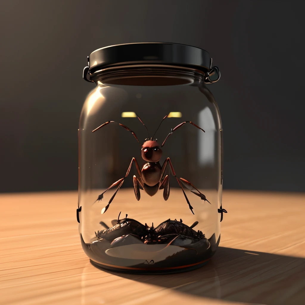 3d Animation of red vs black ants seperated in a jar, being shook by a human