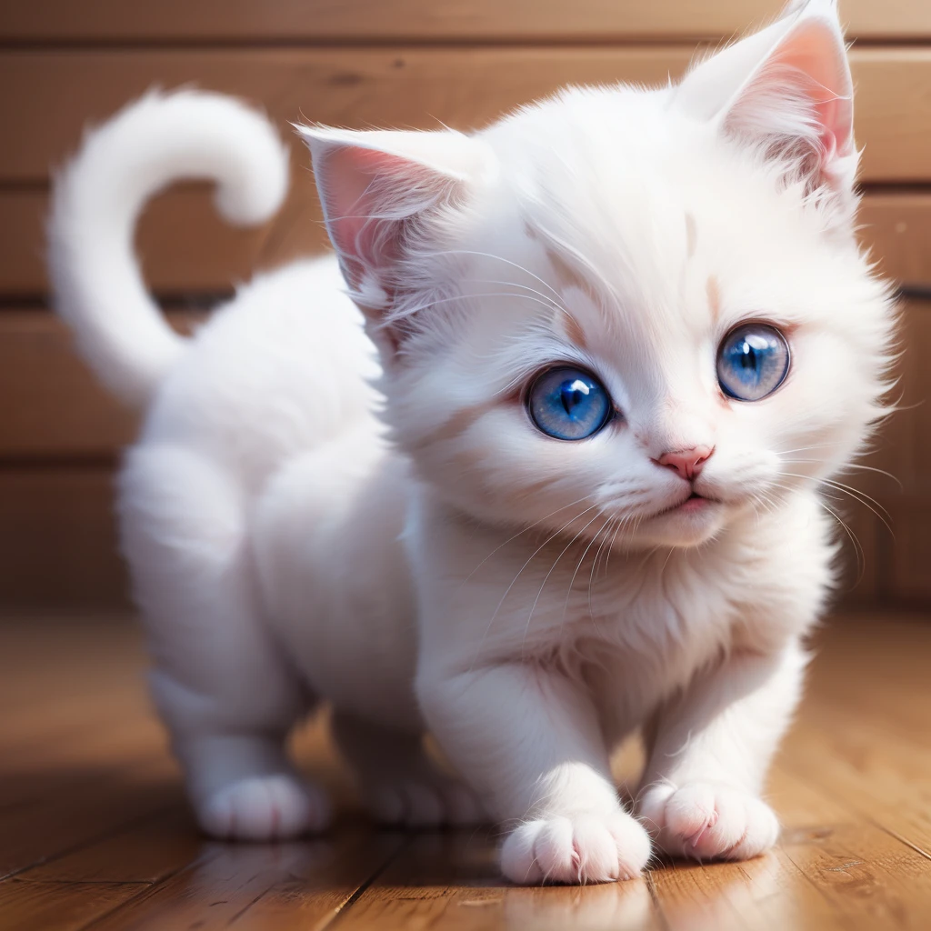 a small cute white kitten playing with the camera view --auto --s2