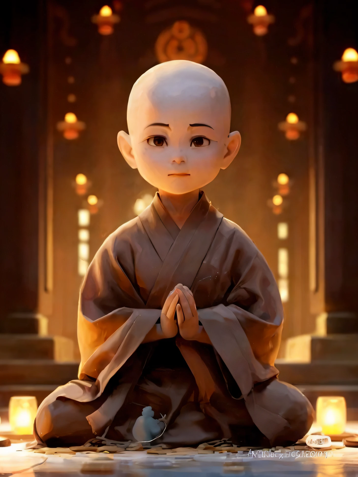 A person sitting in a meditation position holding a candle, AvatarAvatar, Beautiful avatar pictures, Aang, monk meditates, The last airbender avatar, hori, the last airbender, Monk concept art, monk cassock, monk, 21st century monk, buddhist monk, animated cartoon, inspired by Wu Bin, Inspired by Zhao Mengfu