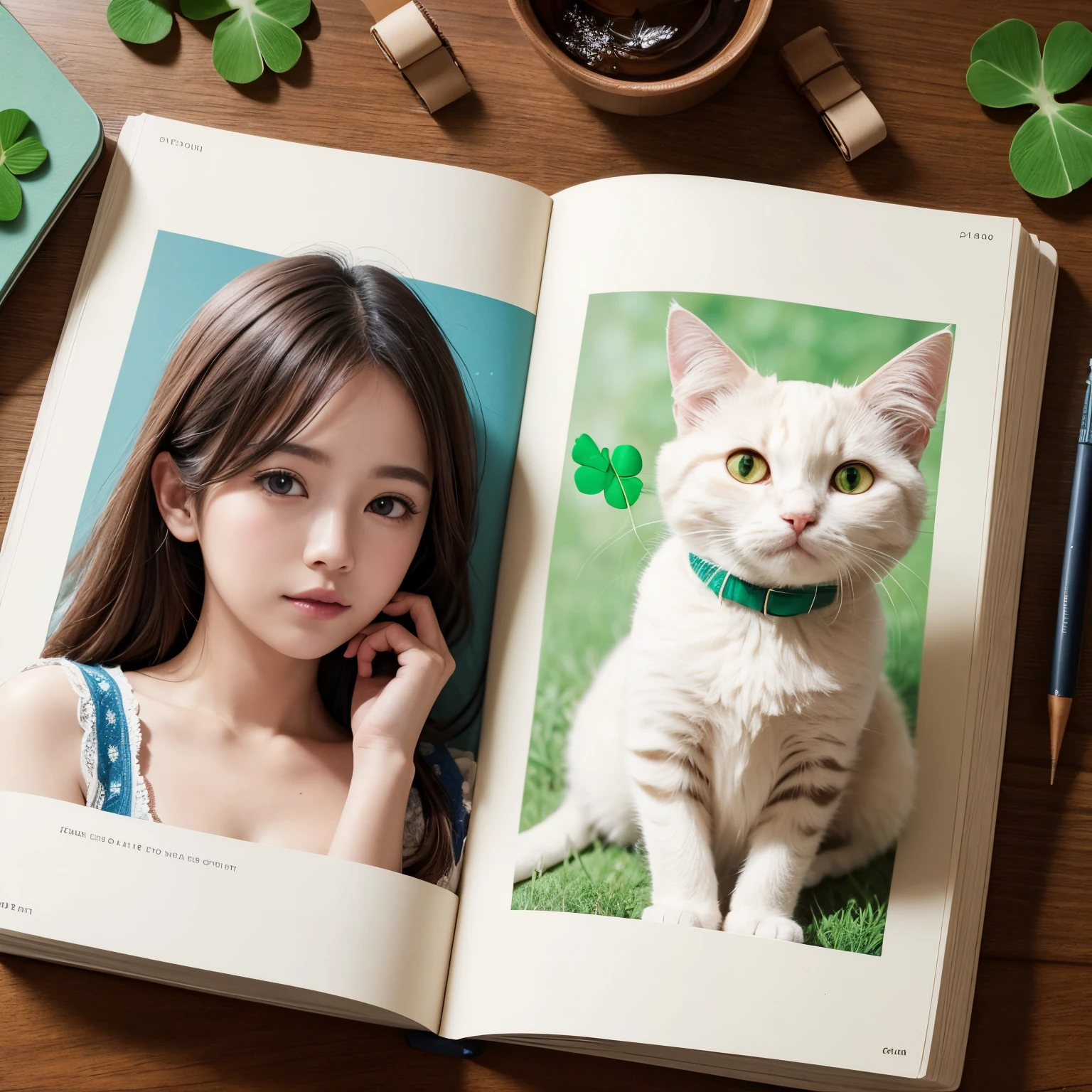 「Cat and four-leaf clover」There was a picture book titled、Draw a picture on the cover