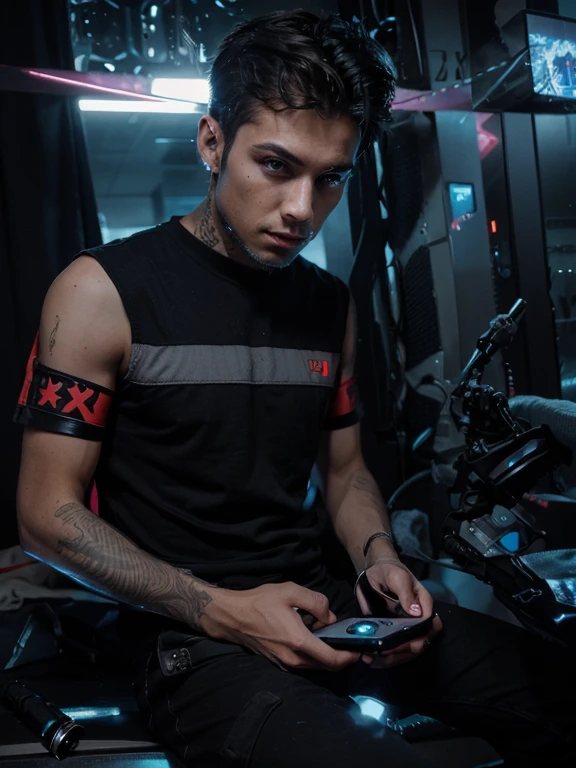 Change background cyberpunk handsome boy realstice face 8k ultra realstice