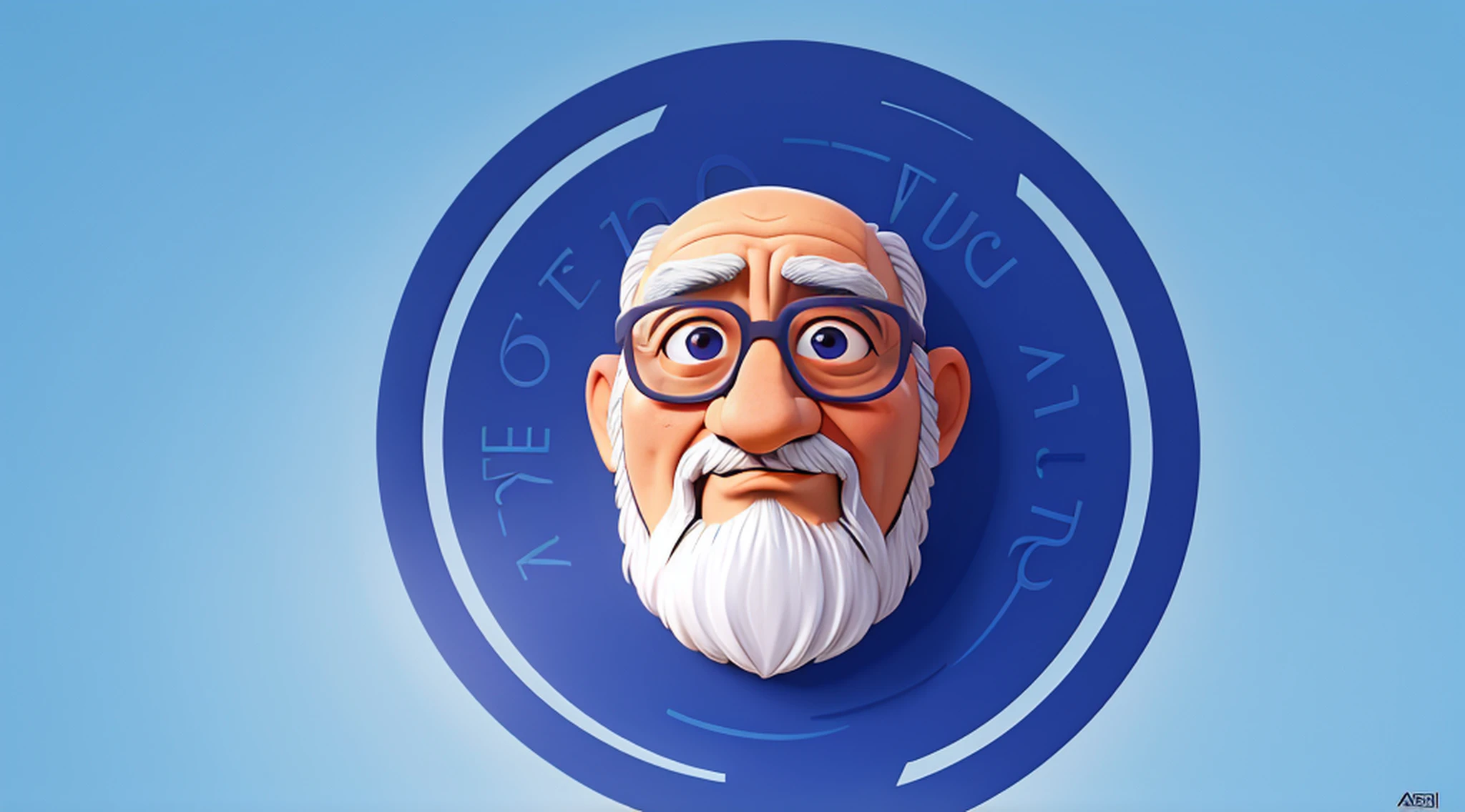Paulo Freire: Circular logo written inside &Adapted;What if&Adapted;.. Saturated with bright blue colors, master-piece.