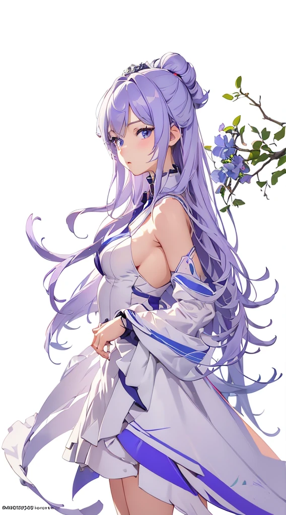 best quality ,masterpiece, illustration, an extremely delicate and beautiful, extremely detailed, ((white background)), 1girl, (((full body))),Anime girl with long white-purple hair and blue eyes in a purple dress, crisp clear rpg portrait, Smooth Anime CG Art, anime moe art style, detailed portrait of an anime girl, render of april, portrait of cute anime girlbabes, Beautiful Anime Portrait, Anime visuals of cute girls, Portrait Anime Girl, portrait of anime girl, anime character portrait, made with anime painter studio,Generate a body based on a face image, whole body, one girl, more_details:-1, more_details:0, more_details:0.5, more_details:1, more_details:1.5, (simple backgroundwhite background:1.5) full body standing looking at viewer solo