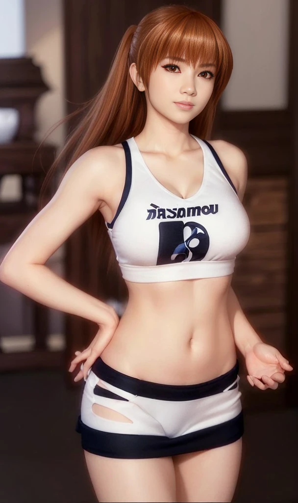 "KASUMI" (best quality,ultra-detalhado,Realistic:1.37), retrato, Detailed eyes and facial features, smiling expression, olhos castanhos, textura de pele delicada e suave, Corpo Perfeito, textura ultra realista,