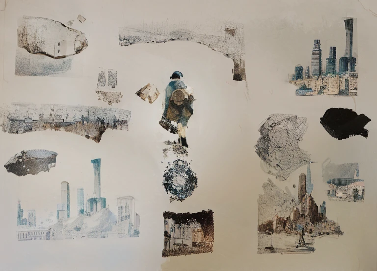 A bottle appears in the city,A person appears in the bottle,Show surrounding cities。