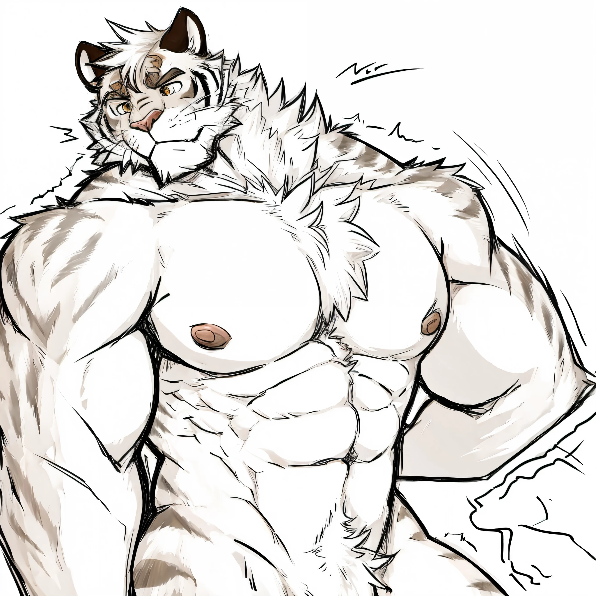 tigre,Felidae,shaggy,a person,strong,Sense of line,Muscular expressions and movements