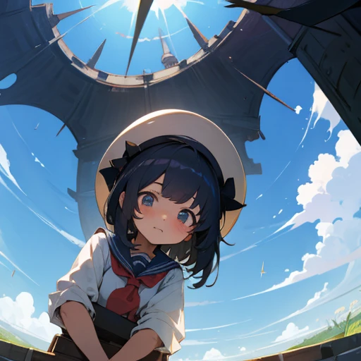 A schoolboy, loli, cute, from below