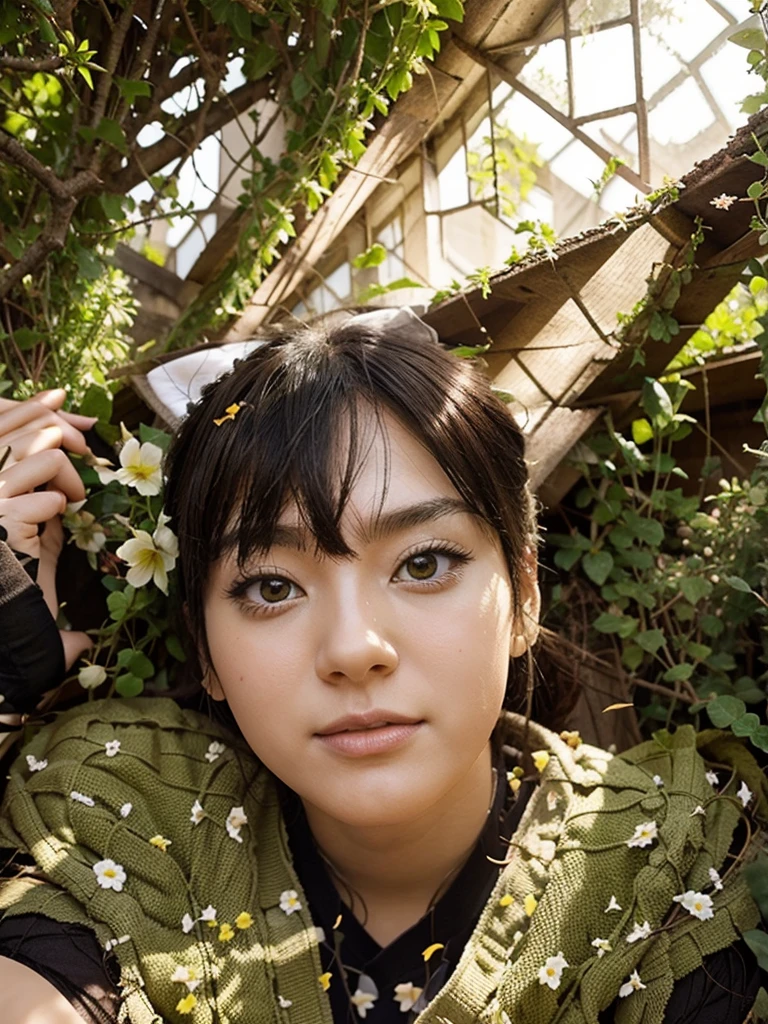 Change the background of garden, change into a anime,butifull