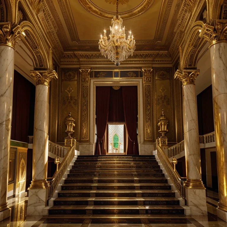 Imperio do brasil,royal palace in Rio de Janeiro,exquisite architecture,ornate decorations,elegant ballroom,luxurious furnishings,golden chandeliers,marble staircase,royal flags waving in the wind,intricate ceiling paintings,impeccable details,bustling courtyard,fountains and gardens,breathtaking panoramic view of the city,dazzling sunlight through the windows,rich color palette,vibrant lush greenery,iconic landmark of the empire,impressive presence,grandeur and opulence,perfectly captured sunset,highres(masterpiece:1.2),photorealistic:1.37,professional lighting,ultra-fine painting,brilliant colors.