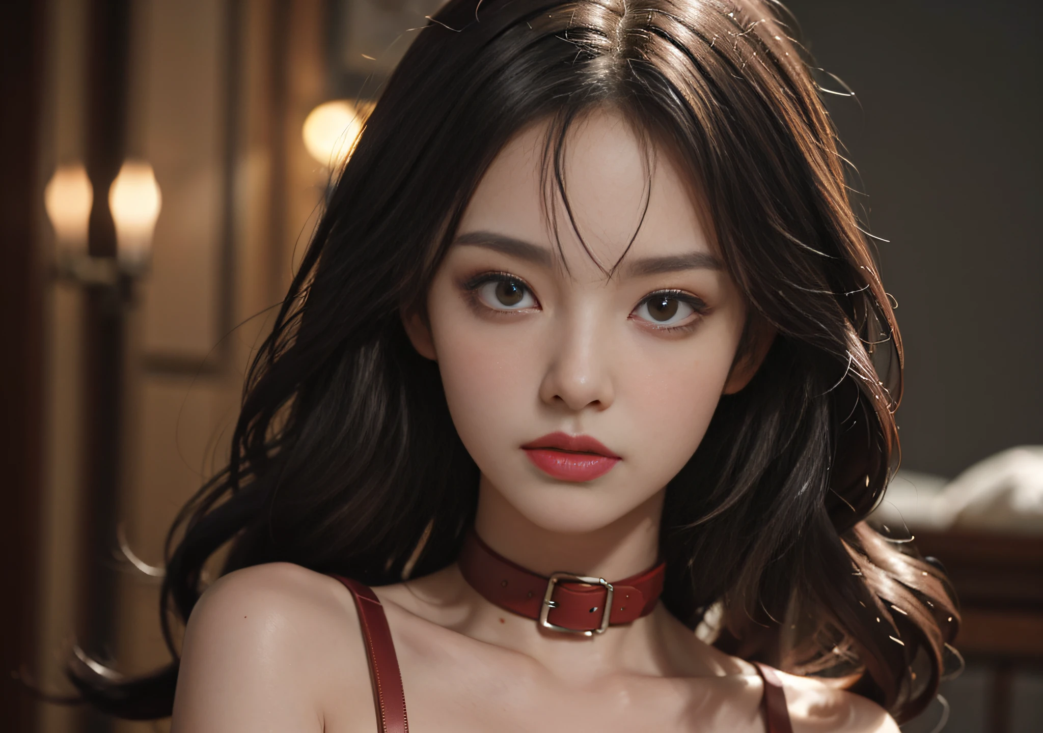a close up of a woman wearing a hat and a necklace, beautiful cowboy witch, sakimichan, ulzzang, with straw hat, with hat, jinyoung shin, wearing a chocker and cute hat, popular south korean makeup, yanjun chengt, portrait of jossi of blackpink, jisoo from blackpink, cowgirl, xision wu, guweiz