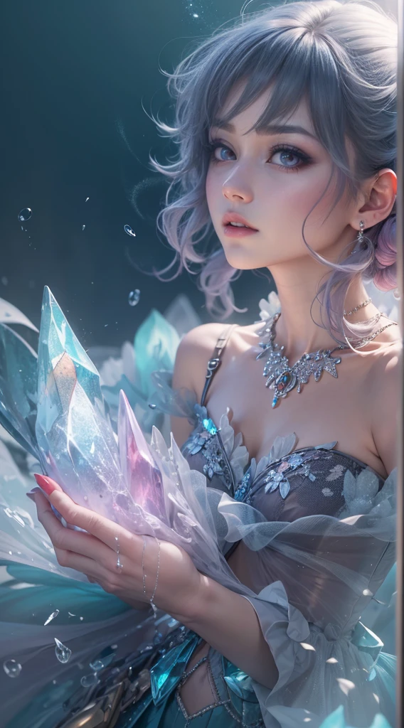 krystal, perfect dark pink eyes、optic