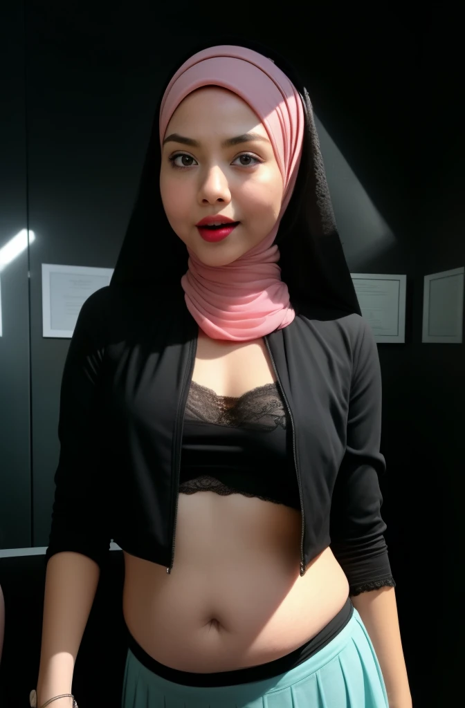 (((HIJAB MALAY GIRL))), (((BLACK LIPS))), ( OPEN YOUR MOUTH),top-quality、masterpiece、Surreal、((childs room))、((Stuffed animals are on display.))、transparent Gymnastic suit、japanes、Pupils、tiny girl、The appearance of the child、Height 140cm、hchool girl、small body of a child、streaks、Thin leg、report、Sunlight、Human Realistic Skin、Glossy skin、a picture、full bodyesbia. (((Transparent))), (((SOFT SOFT PINK LACE))), (((SKINNY BOOBS))), (((TRANSPARENT MINI SKIRT))), (((FLAT CHEST))), (((FLAT CHEST))), (((FLAT CHEST))), (TIGHT FIT TRANSPARENT DRESS). (OPEN MOUTH) (ANGRY), ( HEAVY PREGNANT ), (((PIERCED)))