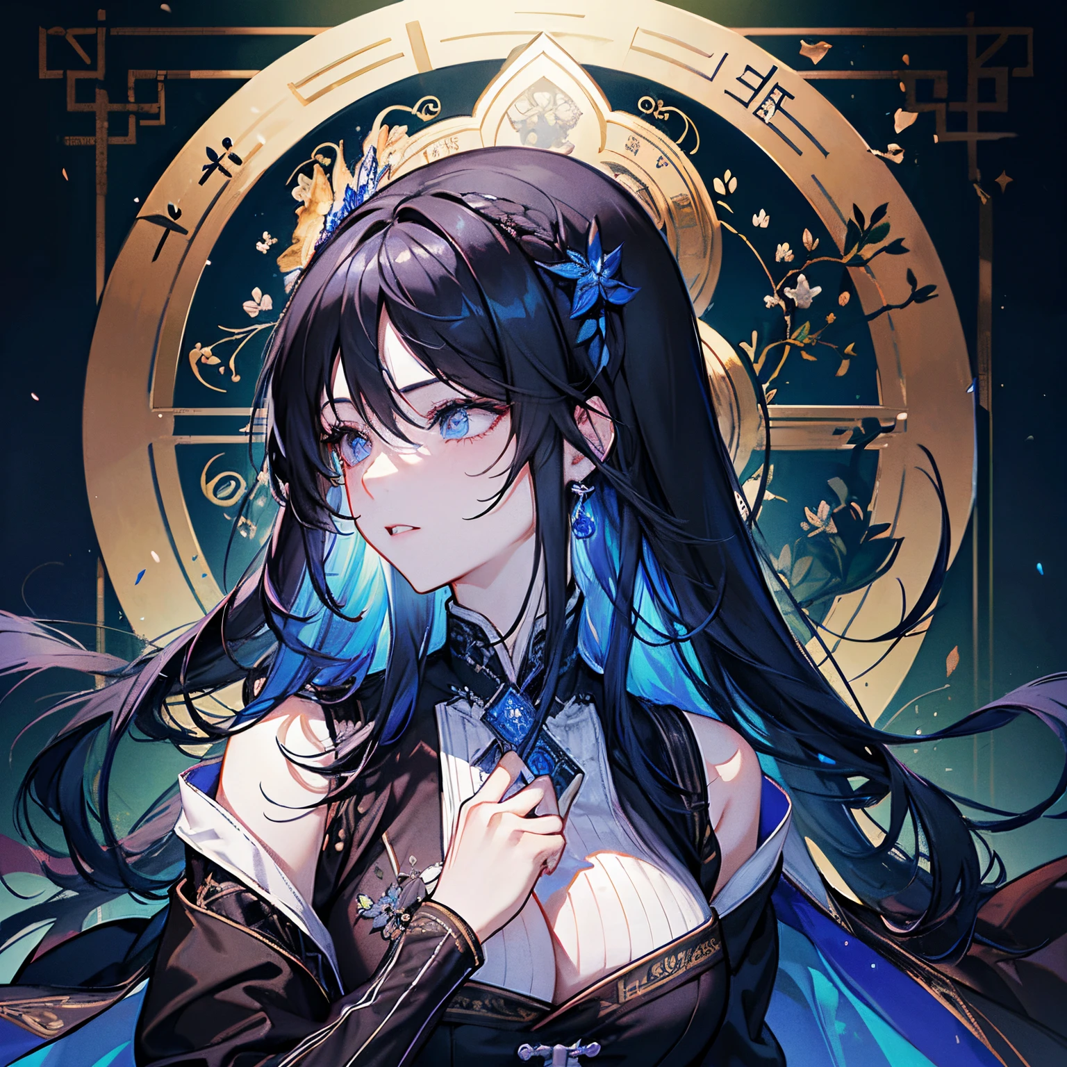 personification of a woman、Beautuful Women、Wavy black hair、cabelos preto e longos、sorcerer、assassin、Game character style、tits out、Oriental、Turkey's、Istanbul、Hagia sophia、Hagia Sophia、greek orthodox、Constantinople、personification、queen of the city、roman style、adult lady