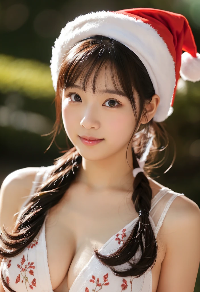 nipples exposed、santa claus、Surprise appearance at Christmas party、Photorealistic images of solo idols, Morning Musume inspired by Eri Kamei, Radiates charm and beauty with plenty of bust and subtle exposure of cleavage. Images must reflect the highest quality of the real person, Powered by Ultra-HD (16 K) resolution, crisp detail, Vivid colors, Dynamic Range, Soft bokeh, Fine texture, Realistic realism, Pin Sharp Focus. 、Camera Setup 、Nikon D850 and NIKKOR Z 58mm Boobs Boobs Boobs Boobs F。/0.95 S Noct lens, The setting must be ISO 64, F/0.95, a shutter speed of 1/60. --ar 16:9 - V5.1 --Style raw --Q 2 --S 750,The to the FW