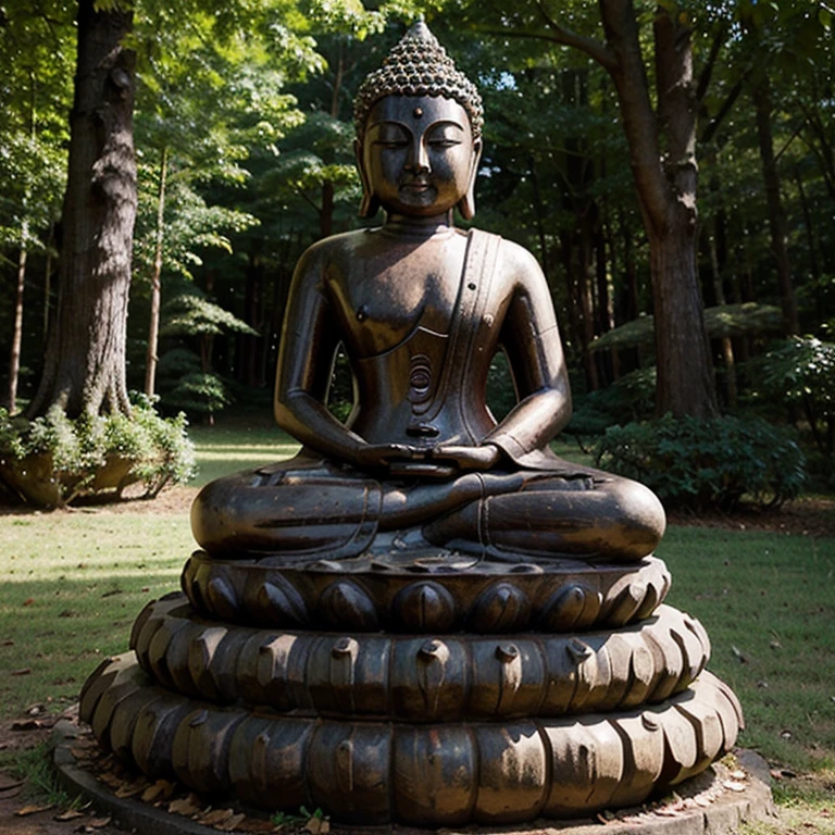 Beautiful Buddha statue in the middle of the forest