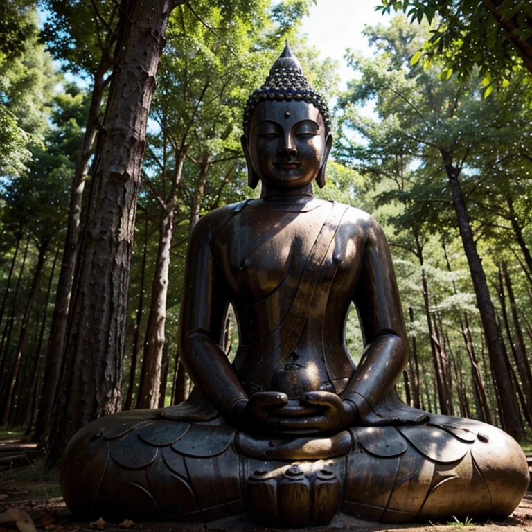 Beautiful Buddha statue in the middle of the forest