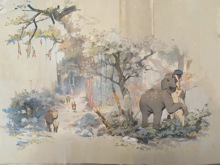 There should be some lines and surfaces,In a family with elephants two brothers separated and met each other in the forest