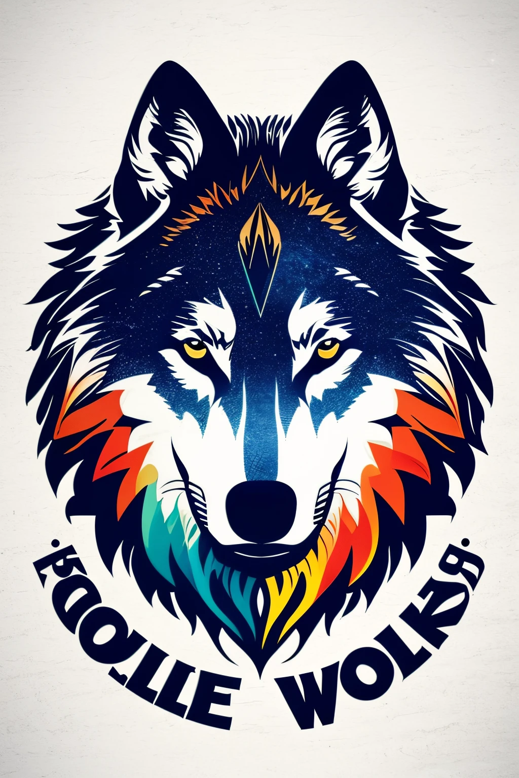 Creative logo design, logo with wolves text, wolf line art logo, color design, minimum and pure — wolf