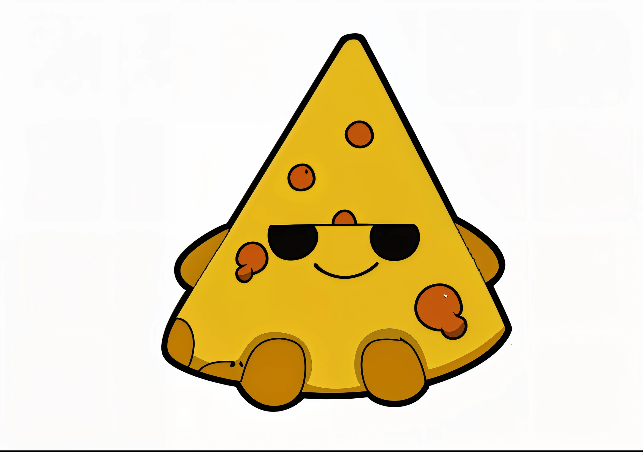 Image of a piece of cheese wearing sunglasses, cute pizza monster, Anthropomorphic cheese wedge, (cheeses), a sad cheese puppet, Condorito, spongy, fresh beans, cheeses, pizza!, made of cheese, cute character, 🥥 🍕 Hybrid, buttercup eating pizza, flat cake head, Cute characters, cute big breasts:2