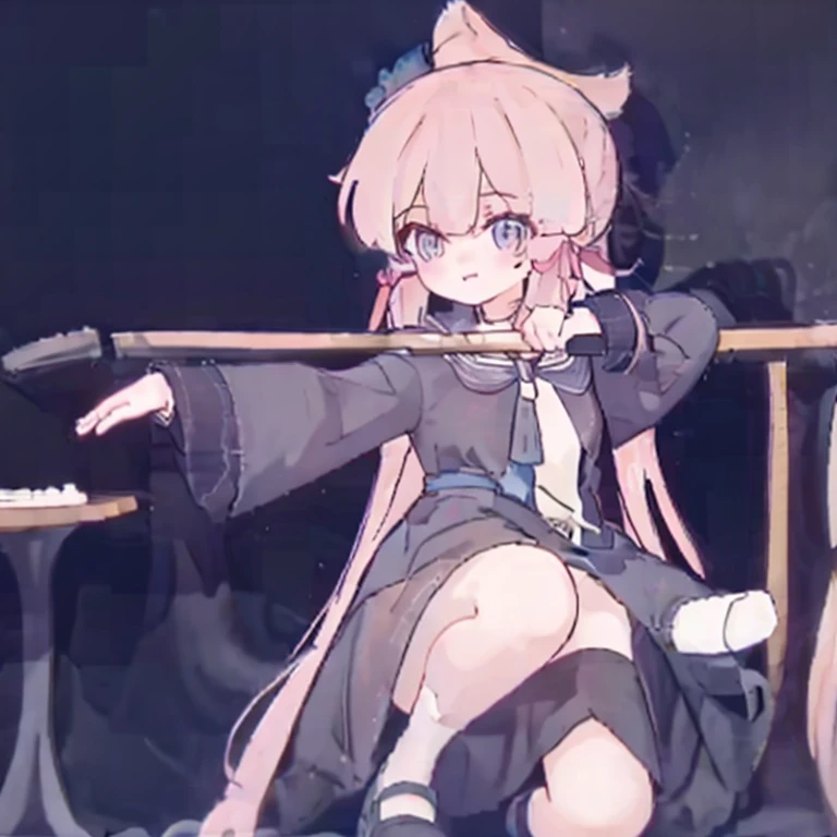 Pink,Curly brown long hair girl playing piano,There a ragdoll cat next to me