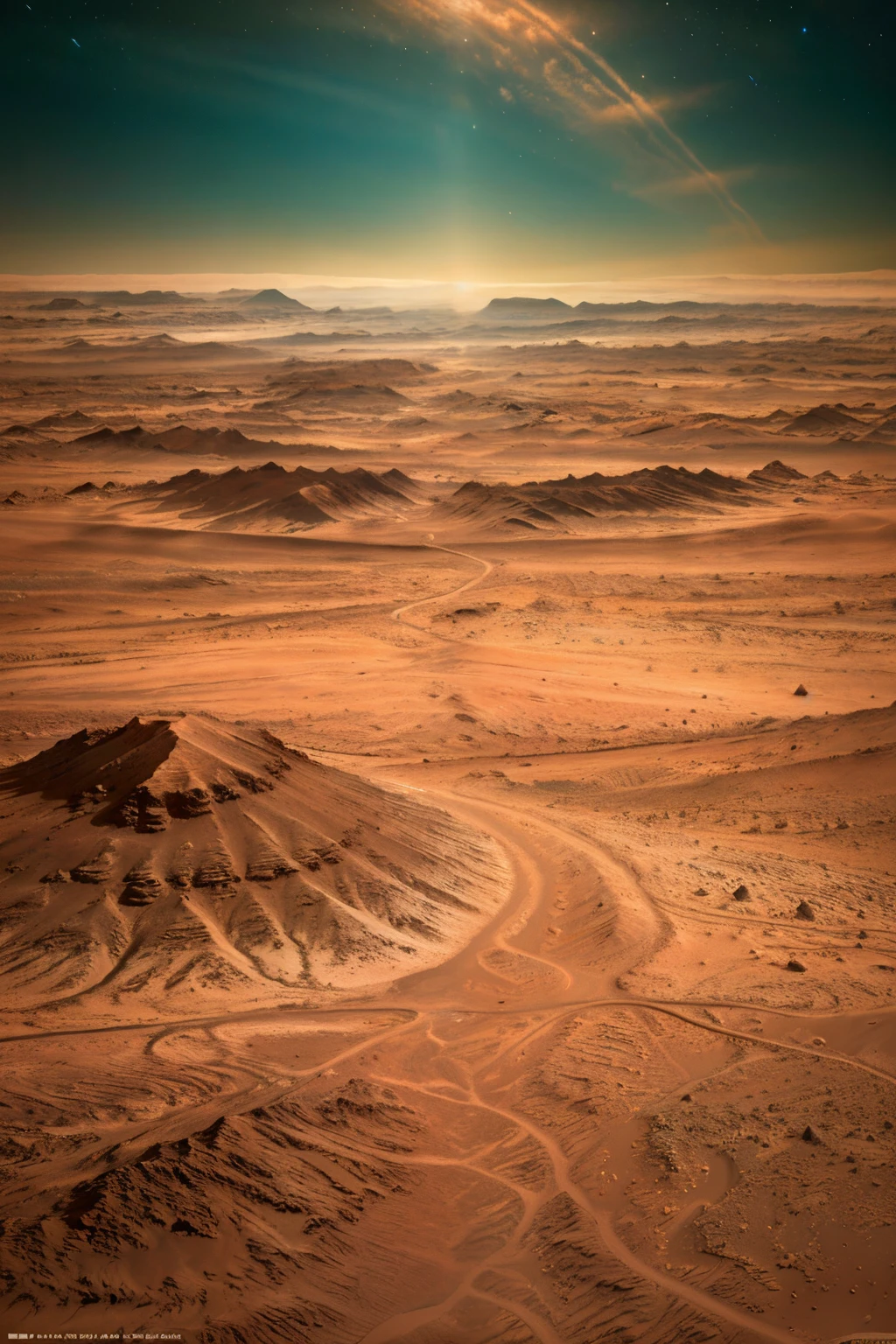 perfect masterpiece, best quality, best resolution, 32K UHD QUALITY RESOLUTION WALLPAPER, PHOTOREALISTIC, RAW PHOTO, AWARD-WINNING PORTRAIT, OFFICIAL ART, photogenic clarity, planet mars landscape, astonishing landscape(no humans, no people, beautiful mars planet landscape only 1.3)