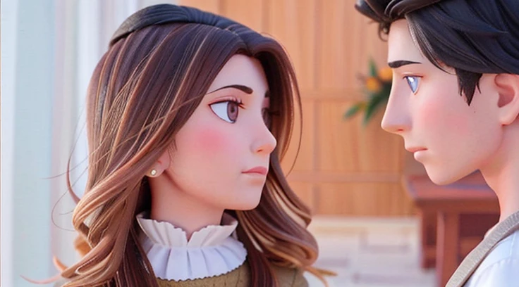 Highly detailed, there is a boy and a girl They look at each other with hatred, challenge and revenge