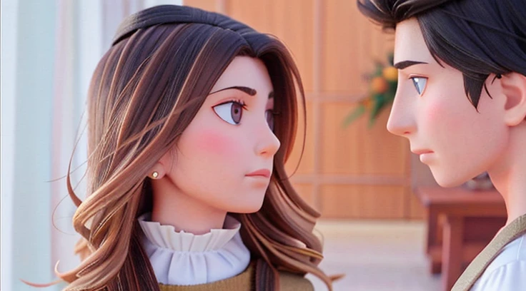 Highly detailed, there is a boy and a girl They look at each other with hatred, challenge and revenge