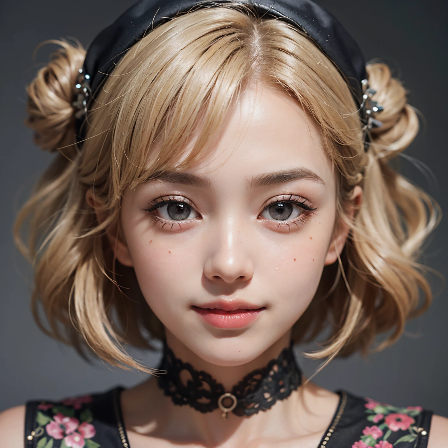 Best-quality, Masterpiece, Ultra-High-Resolution, (Photorealistic:1.4), Raw-Photo, Extremely-Details, Perfect-Anatomy, 1girl, 12-years-old, most popular Japanese idol, portrait, innocent smile, extremely cute childish face, extremely beautiful big black solid circle eyes, extremely beautiful blonde short cut haired, extremely beautiful realistic skins, extremely beautiful lips, extremely beautiful long eyelashes, extremely beautiful teeth, detailed cute face, detailed childish face, detailed eyes, detailed blonde hair, detailed realistic skins, detailed lips, detailed long eyelashes, detailed teeth,