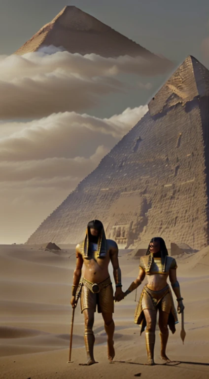Ancient Egypt, pyramid of giza, old gods, epic, mythological, dust storm, sun god, mummy, In ancient Egypt, death was not just an end, but a beginning. death, mourning, sadness, mummification, god Anubis, funeral, scales of Anubis, resurrection,