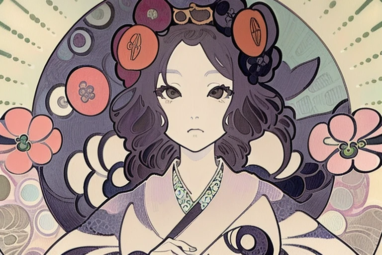 Spring has sprung, and it's all springy now!, lineart, watercolor, ((((by Hokusai and Alphonse Mucha))))