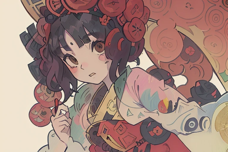 Spring has sprung, and it's all springy now!, lineart, watercolor, ((((by Hokusai and Alphonse Mucha))))