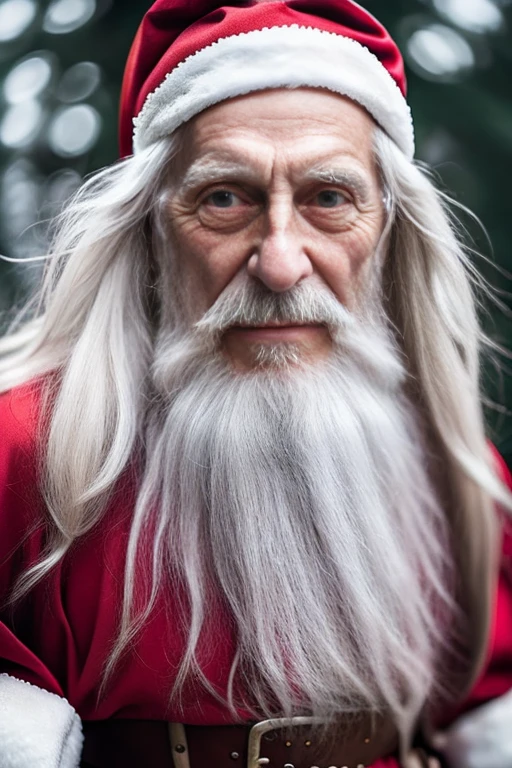 An elder with a long beard and white hair, with a serene face wrinkles, looking producing, body older weak, skinny bones hairy, body naked, his shirt was open to reveal his stomach wrinkles older hairy weak and chest, arms legs neck hands feet skinny old and weak, Santa Claus hat, gloves, open coat boots, red white briefs, shy and blushed, Lying in the snow,snow lily,Closed eyes,master-piece,4K images,beste-Qualit