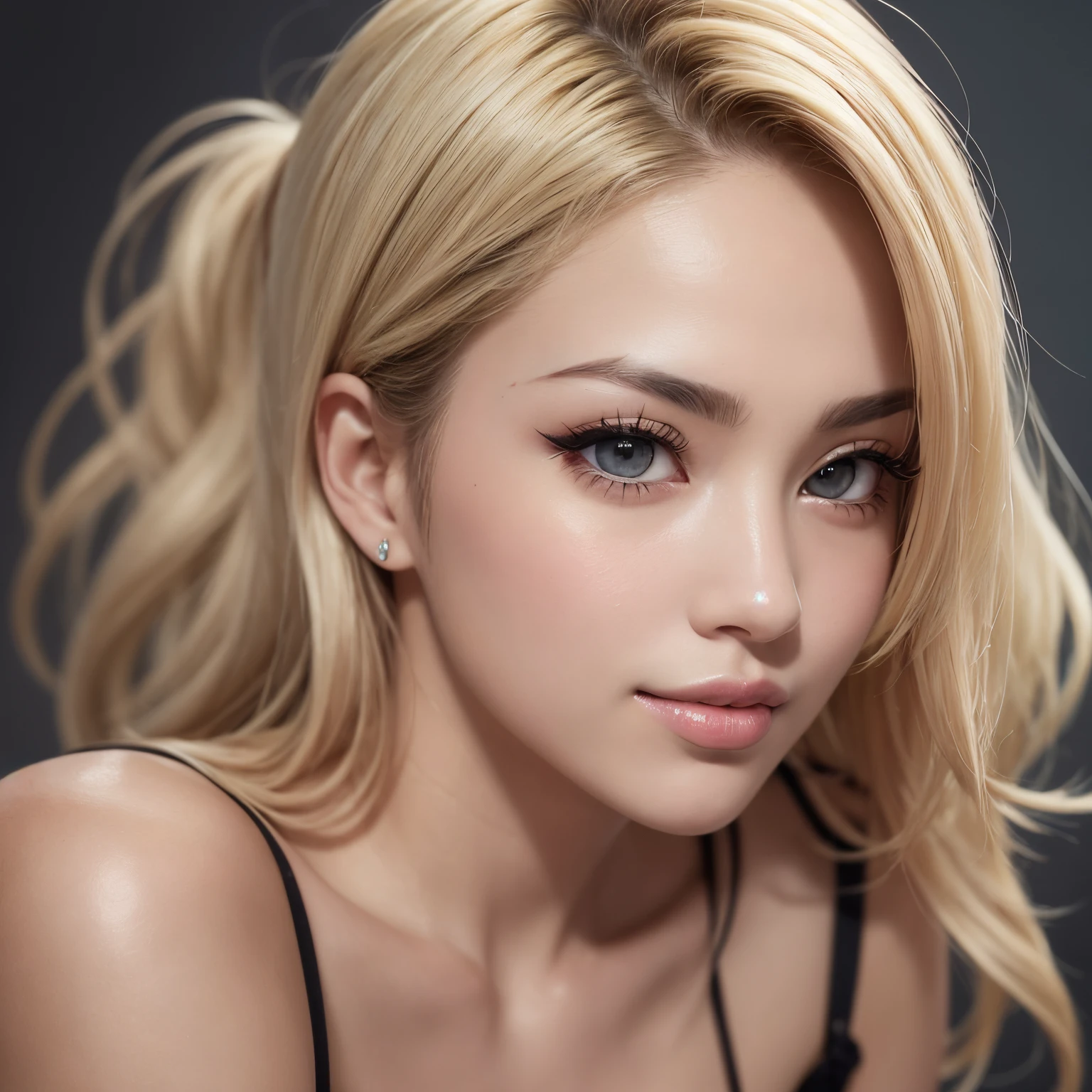 Best-quality, Masterpiece, Ultra-High-Resolution, (Photorealistic:1.4), Raw-Photo, Extremely-Details, Perfect-Anatomy, 1girl, most popular Japanese actress, portrait, grinning, extremely beautiful sexy face, amazingly sexual arousing face, extremely beautiful big black solid circle eyes, extremely beautiful blonde short cut haired, extremely beautiful realistic skins, extremely beautiful lips, extremely beautiful long eyelashes, detailed sexy face, detailed sexual arousing face, detailed eyes, detailed blonde hair, detailed realistic skins, detailed lips, detailed long eyelashes