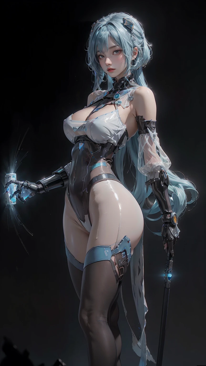 ((Best quality at best)), ((tmasterpiece)), (the detail:1.4), (((translucent black material,Comes with mechanical parts and transparent skin, Pretty woman wearing cyber tights made of gray carbon material))), Color of light emitted by LED, ((a big heart)), The skin of the buttocks and thighs, Stock quotes (HighDynamicRange), ray traycing, NVIDIA RTX, Hyper-Resolution, Subsurface scattering PBR texture, Post-processing, Anisotropy Filtering, depth of fields, Surface Coloring, Accurately simulate light/Matter interactions, proporções perfeitas, Two-tone lighting, largeaperture, Low ISO, White balance, 8K, (((Camel toes))), NSFW, (((Tall lady))), 25 year old female, Cyber helmet with dim light LED, Knee-length, convex, fluffy, (((Beautiful blue hair and dull bangle hair)), ((Network cover with dimmable LED)), open stance, cow boy shooting, The skin of the buttocks and thighs, beaturiful body, The belly button clearly visible on the skin, feel gravity, (humongous large breast: 1.3), (humongous large breast: 1.0), and space, natural poses, looking-down,