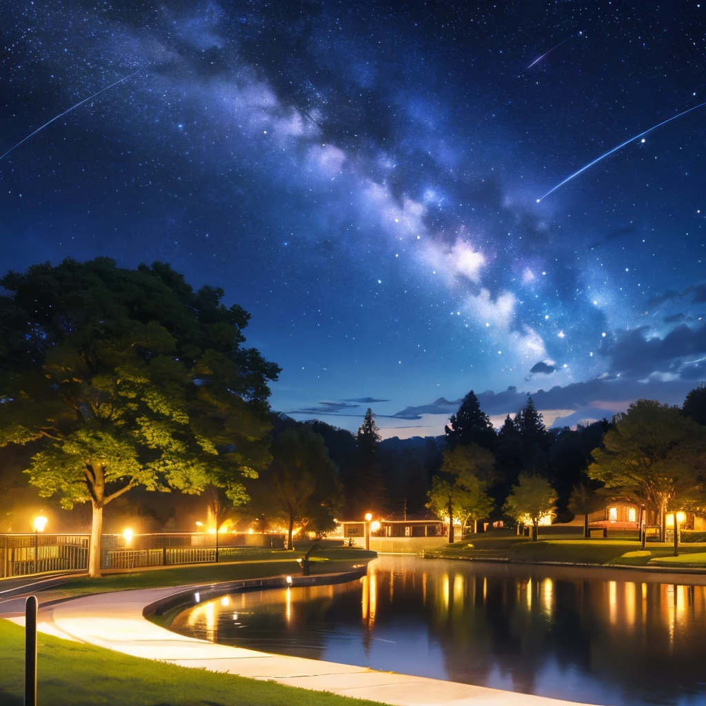 landscapes、starrysky、Park at night