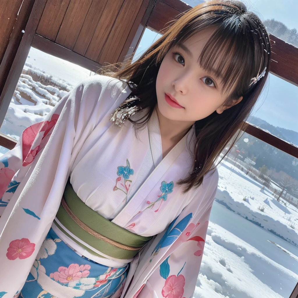 (Kimono that gets wet and shows through)、(top-quality,masterpiece:1.3,超A high resolution),(ultra-detailliert,Caustics),(Photorealsitic:1.4,RAW shooting,)Ultra-realistic capture,A highly detailed,high-definition16Kfor human skin、 Natural Skin Texture、、The skin looks healthy with an even tone、 Use natural light and color,One Woman,japanes,kawaii,a blond,bob cuts、Very big big,(depth of fields、chromatic abberation、、Wide range of lighting、Natural Shading)、Snowy mountains at night、(Falling snow:1.2)、(Hair swaying in the wind:1.2)、(Snow reflects light:1.1)、Cleavage can be seen through the exposed kimono、Buttocks visible through exposed kimono(Colorful loincloth)、Front-facing figure、Panty shot from below the crotch