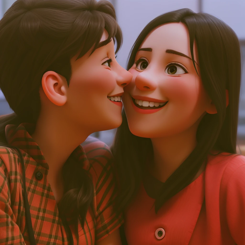 Hugging couple smiling at a selfi