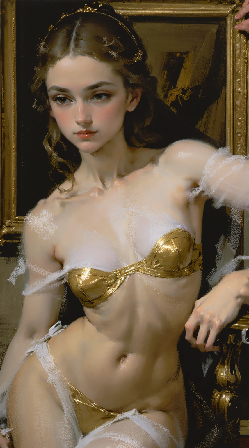 (Best quality,actual:1.37),Renaissance Minimalist Oil Painting,Beautiful ballerina,Subtle color palette,fine brushwork,Fantastic atmosphere,with light glowing,Soft light and shadow,vivid emotional description,Timeless elegance,Meticulous attention to detail,Subtle and refined texture,Harmonious composition,Understated beauty,Classic art,serene environment,A unique perspective.