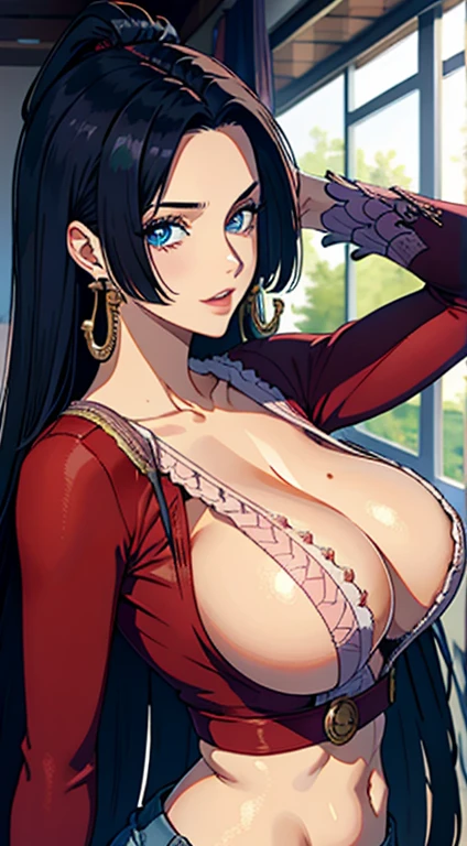 Completely, gros seins, corps parfait, cheveux long et boucle d'oreille, Realstic, details, vagin