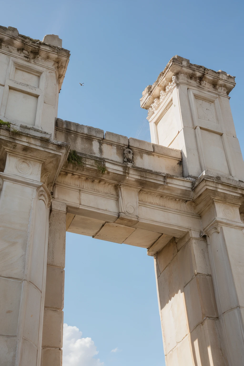 ((best quality)), ((masterpiece)), (detailed), 2 old columns and behind it will be a window showing the sky that it will start being dark